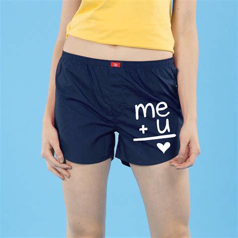 Me+U, Matching Navy Blue Couple Boxers For Women