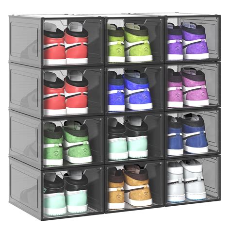 Primalite HEAVY-DUTY Shoe Crates Storage Box-12 Pack with DROP-FRONT ...