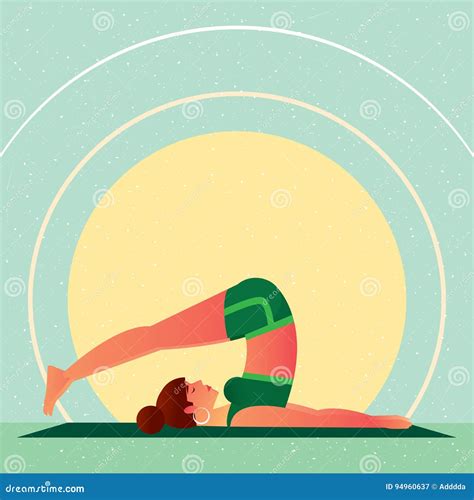 Girl Lies In Yoga Plow Pose Or Halasana Cartoon Vector | CartoonDealer ...