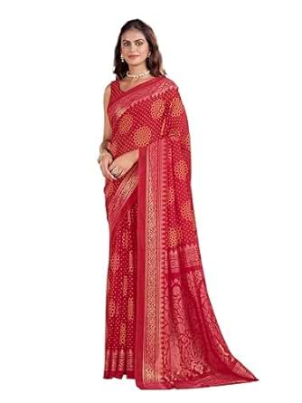 Buy Garden Vareli Bandhni Printed Georgette Saree with Unstitched ...