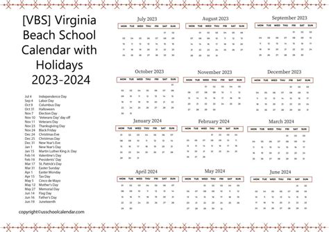 Virginia Beach School Holidays - US School Calendar
