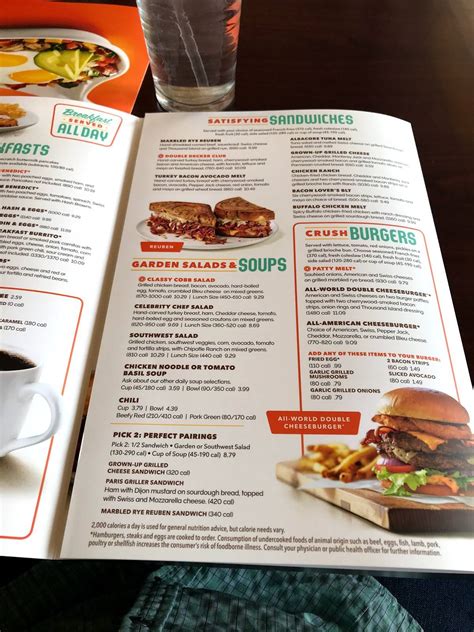 Menu at Village Inn restaurant, Titusville