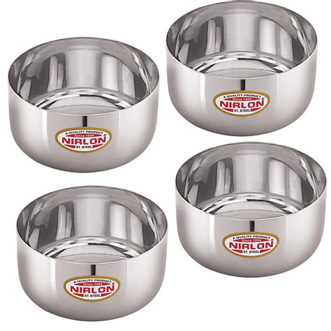 Buy NIRLON Stainless Steel Solid Bowl Set/Wati Set of 4, 200ml Online ...