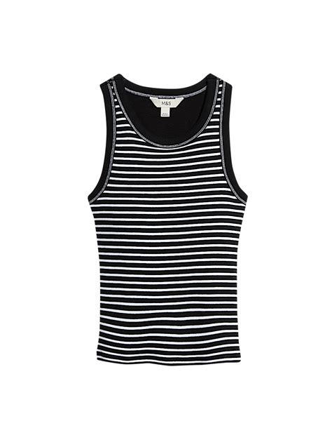 Buy Cotton Rich Striped Secret Support Vest at Marks & Spencer