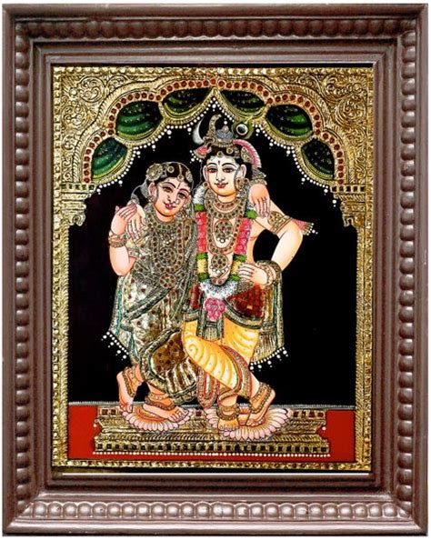 Radha Krishnan Golden Sari Tanjore Painting