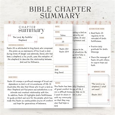Printable Bible Chapter Summary Template: Organize Your Bible Study ...