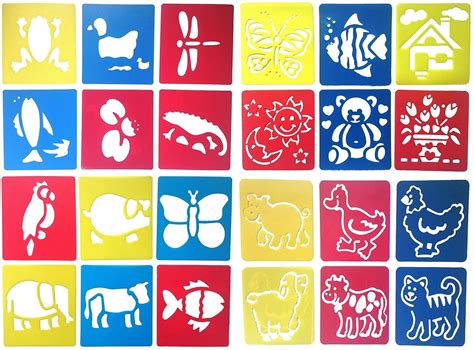 24 Pcs Drawing Painting Stencil Templates Set for Kids Crafts Creation ...