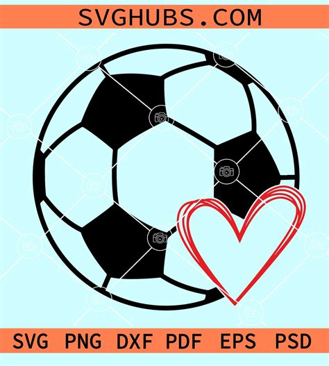 Soccer ball with heart SVG, Soccer Ball SVG, Soccer Heart SVG, Love ...