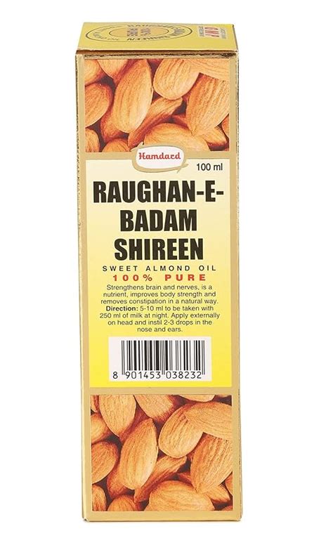 Hamdard Roghan Badam Shirin Sweet Almond Oil, Yello, 100 ml (HAMBEAUTY ...