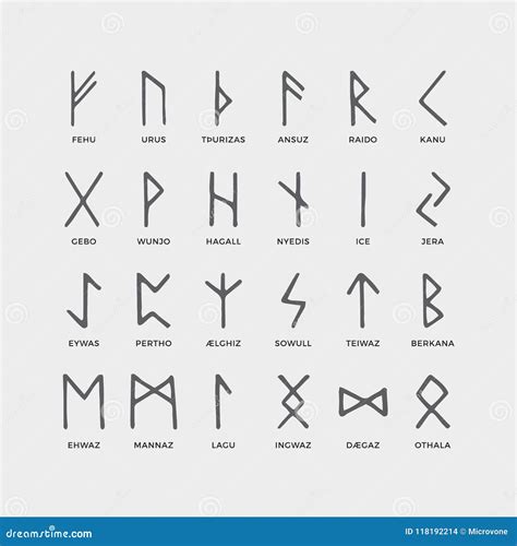 Set Of Old Norse Scandinavian Runes. Rune Alphabet. Occult Ancient ...