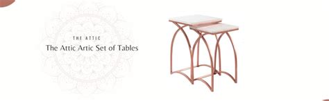 The Attic Artic Set of Tables for Living Room|Marble + Iron|White ...