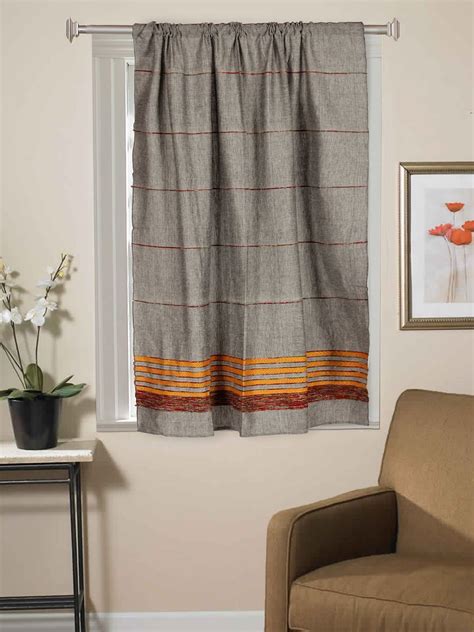 Buy Handloom Cotton Khesh Grey Rod Pocket Window Curtain | ArtEastr ...
