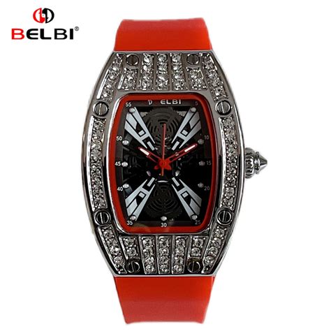 BELBI Women's Classic Quartz Watch – Barrel-Shaped Dial, Diamond Accen ...