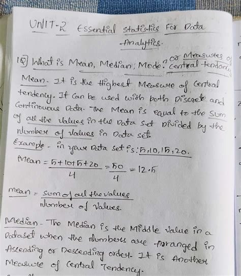 DAE UNIT 2 Short - Summary Notes on Essential Statistics for Data ...