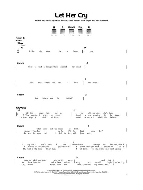 Let Her Cry (Really Easy Guitar) - Print Sheet Music Now