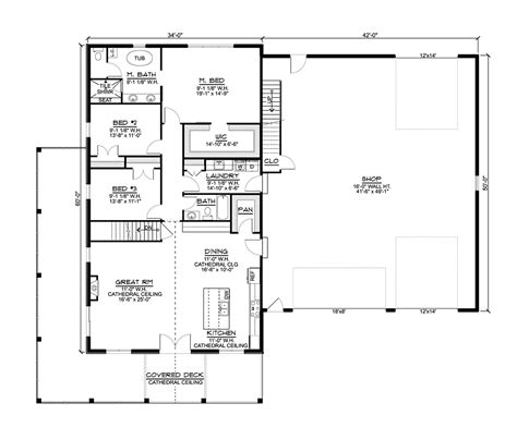 Plan 41863 | Barndominium Style House Plan 41863 with 2779 Sq Ft,