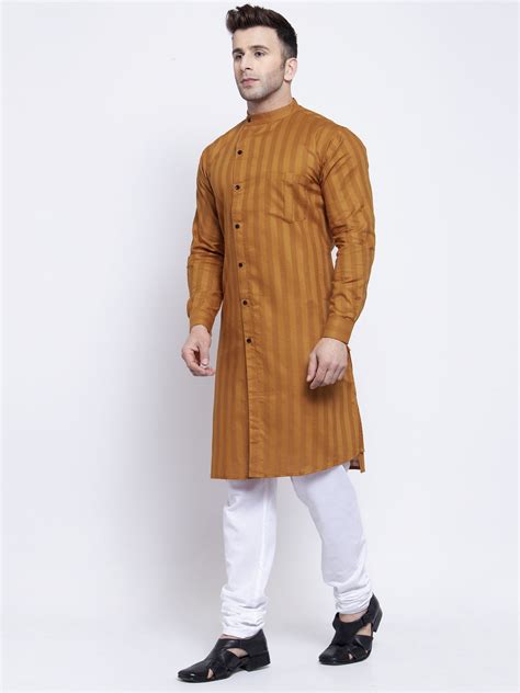 KLOTTHE Rust Cotton Striped Kurtas – KLOTTHE®