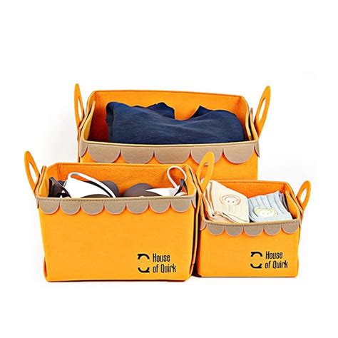 Storage Basket Felt Storage Bin Organizer with Carry Handles (Pack of ...