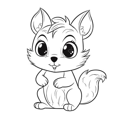 Cute Little Squirrel Coloring To Print Outline Sketch Drawing Vector ...