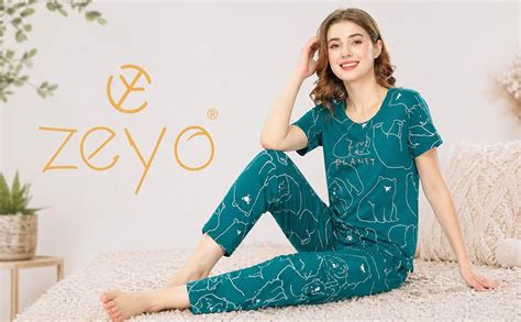 Buy ZEYO Night Suit for Women's Pink Polar Bear Printed Cotton Night ...
