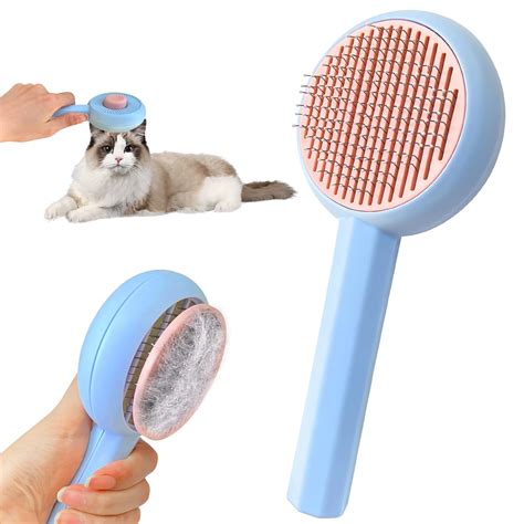 Amazon.com : Cat Brush Dog Brush with Release Button,Self Cleaning Cat ...
