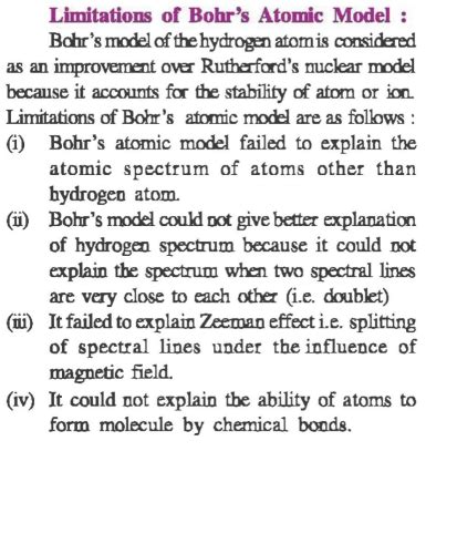 What are the limitations of bohr model? - EduRev Class 11 Question