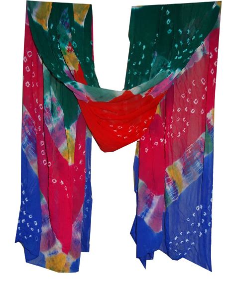 Buy Bigfashionshop Chiffon Dupatta Tie Dye Bandhani Chuni Stole 210cm ...