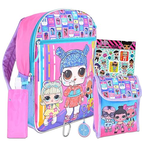 LOL Dolls Backpack and Lunch Box for Girls Bundle ~ Deluxe 16" L.O.L ...