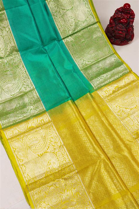 Kuppadam Saree - Light Grean Yellow Border Texture – Dakshin Weaves