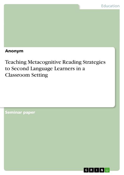 Buy Teaching Metacognitive Reading Strategies to Second Language ...