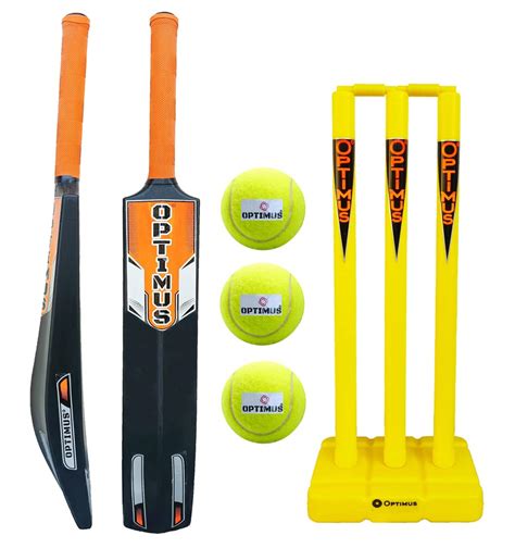 Buy Optimus® Cricket Kit Combo Set - 1 Plastic Bat 9 No. - 15 Yrs ...