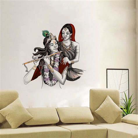 Buy Rawpockets Decal ' Lord Krishna with Radha ' (Material - PVC Vinyl ...