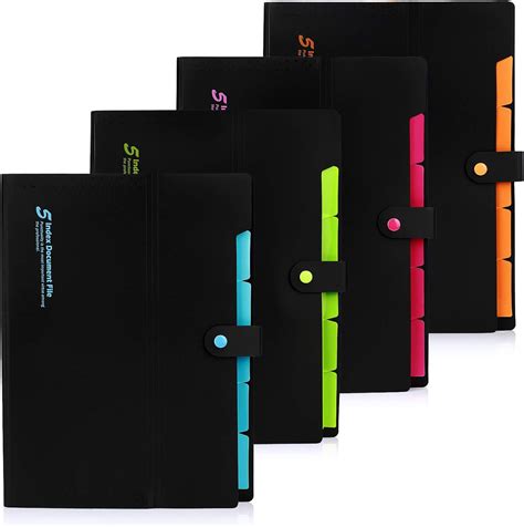Buy 4 Pack Expanding File Folders 6 Pockets,Accordion File Organizer ...