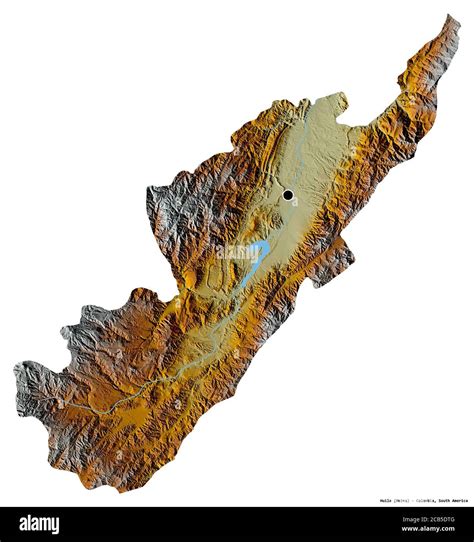 Shape of Huila, department of Colombia, with its capital isolated on white background ...