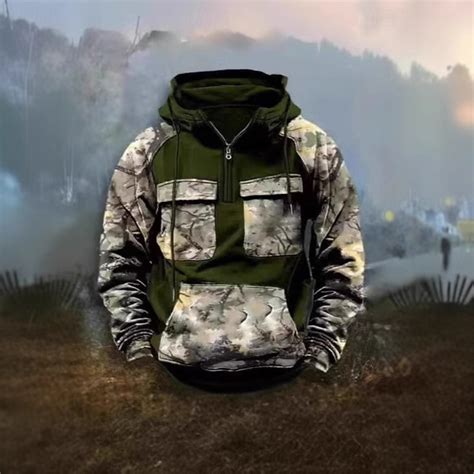 Men's Hoodie Quarter Zip Hoodie Tactical Hoodie Black Army Green ...