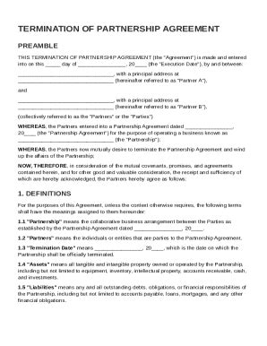 Termination Of Partnership Agreement Template - Fill and Sign Printable ...