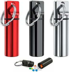 SUPVOX 7-day 3PCS Aluminum Keychain Medication Pill Box,Metal Pill ...