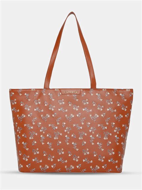 Buy Caprese Merida Printed Large Tan Laptop Tote Bag @ 1499 | Caprese Bags