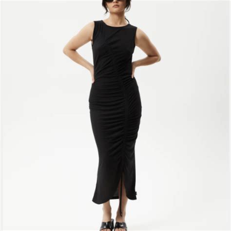 Afends Black Mirage Bamboo Sheer Maxi Dress Size L (s)