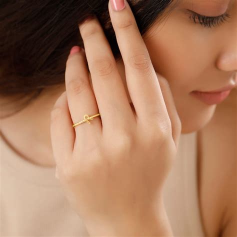 Letter R 14KT Yellow Gold Initial Ring