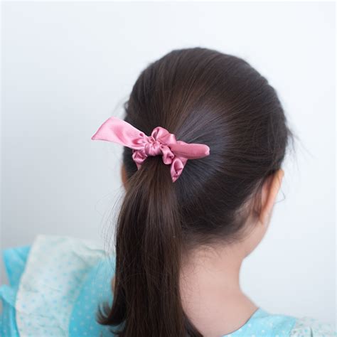 Satin Scrunchie With Tie Knot Detail - Rose pink – ribboncandy.in