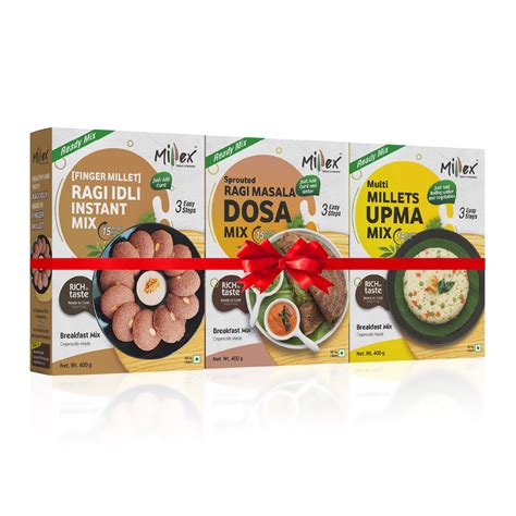 Diet Breakfast Combo – Ragi Idli, Sprouted Masala Dosa & Millet Upma ...