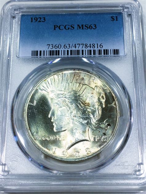 1923 Peace Silver Dollar PCGS MS63 Beautiful Coin | Property Room