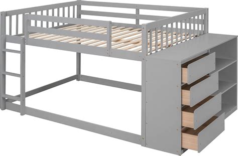 KLMM Full Over Full Bunk Bed with 4 Drawers and 3 India | Ubuy