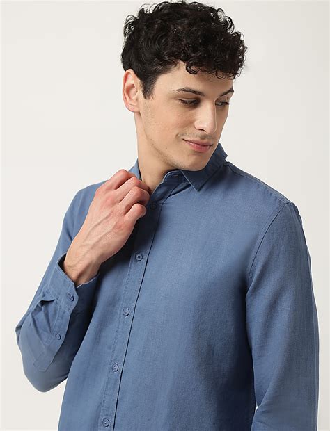 Buy Linen Mix Plain Spread Collar Shirt at Marks & Spencer