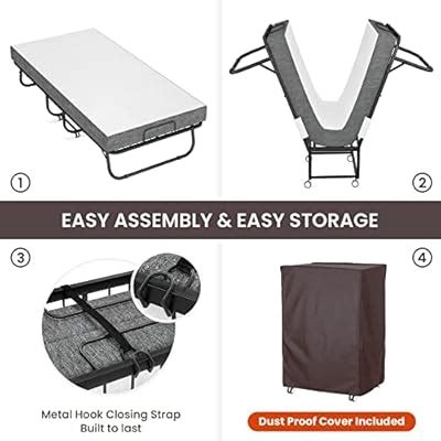 Buy Karcog Folding Bed with Mattress, Rollaway Bed Storage Cover ...