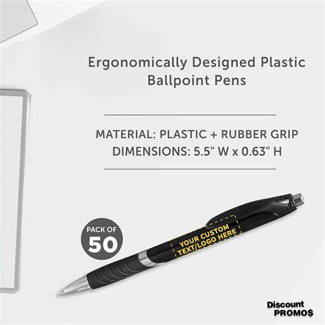 Buy DISCOUNT PROMOS Ballpoint Pens With Rubber Grip - 50 pack ...