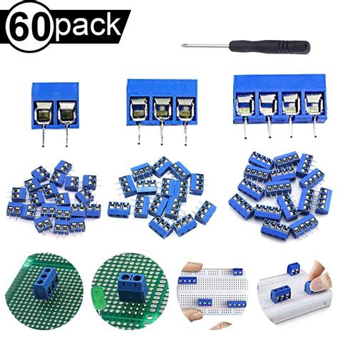 Buy DAOKI 60PCS Screw Terminal Block Connector PCB KF301 2/3/4 PIN ...