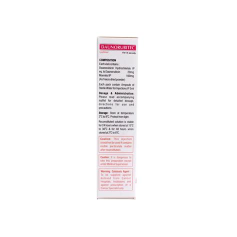 Buy Daunorubitec 20Mg Inj online | Uses, Side Effects, Price and ...