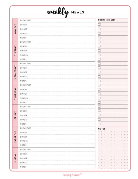 Free printable weekly meal planner with grocery list – Artofit